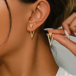 Simple Style Geometric Triangle Double Wear Stud Earrings Set for Women